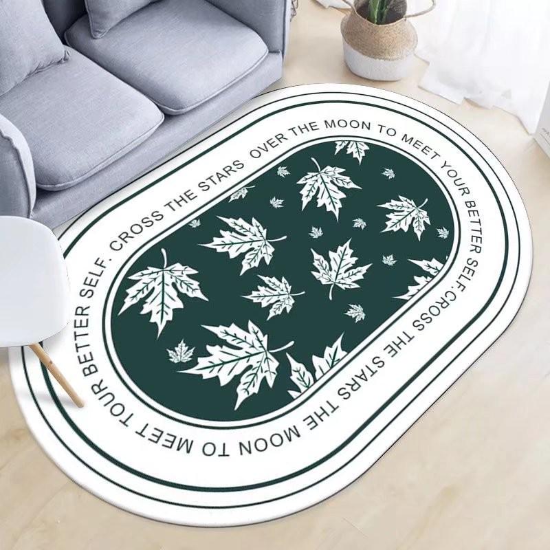 Oval Crystal Velvet Carpet for Living Room, Bedroom, and Coffee Table