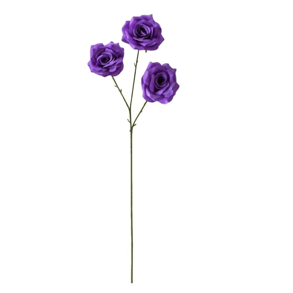 Fashion 3 Heads Simulated Rose Bouquet Silk Rose Soft Artificial Flowers Vintage Flower Bouquet Photography Props