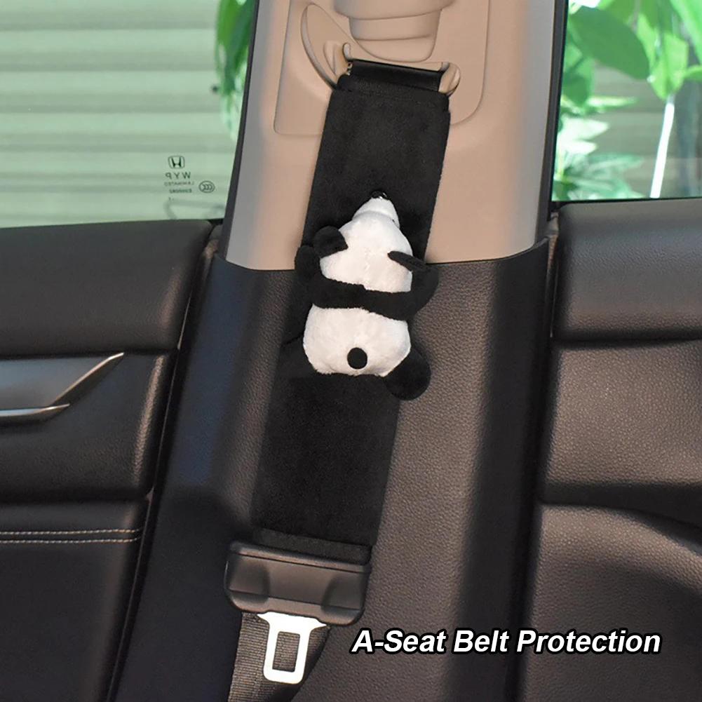 Cute Cartoon Panda Car Gear Shift Cover Soft Plush Car Shifter Hand Brake Case Toy Bear Gear Shift Collars Interior Decoration