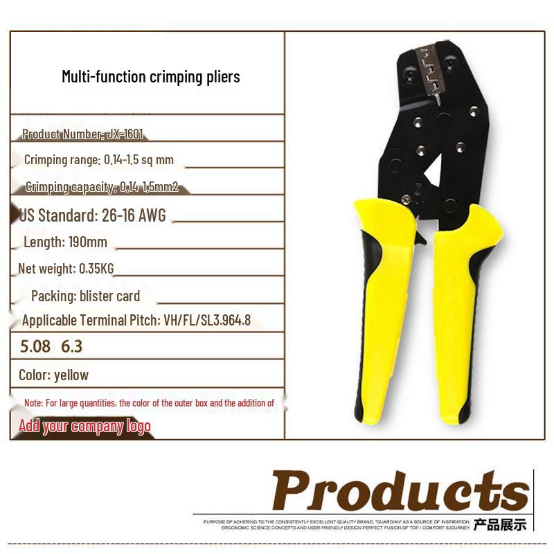 Durable Ratchet Crimping Pliers 0.14-1.5mm² - Multi-functional Terminal Tool, Insulated & Labor-Saving