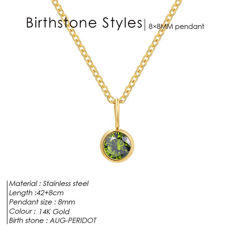 European & American Luxury Colorful Rhinestone Pendant Necklace - December Birthstone Stainless Steel Jewelry