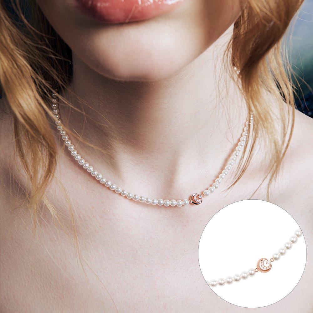[Rosemont] Silver Pearl Necklace Selene Ra24D15J