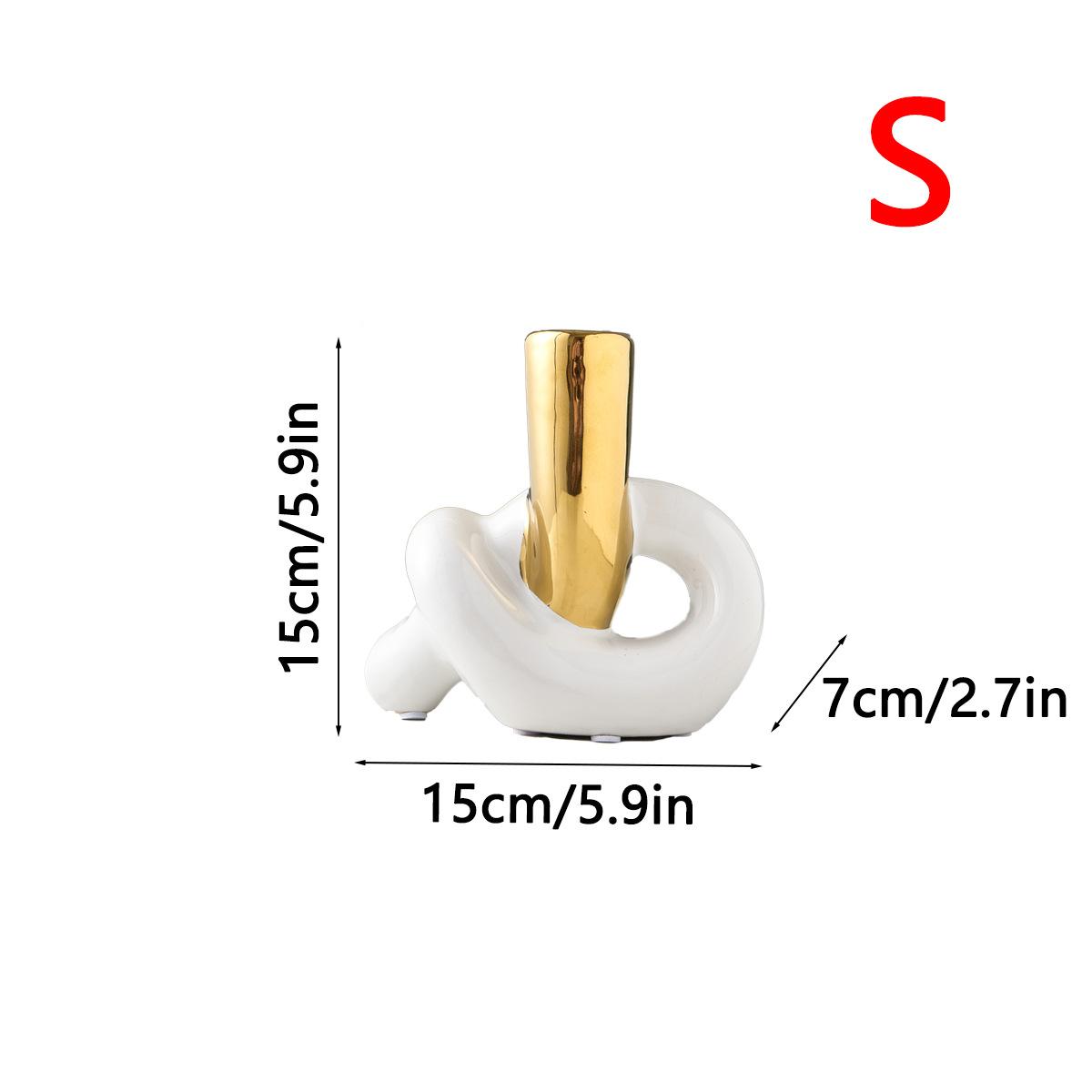 

Geometric Knot Ceramic Aromatherapy Candle Holder Flower Vase Candlestick Golden Mouth Flower Arrangement Home Decoration