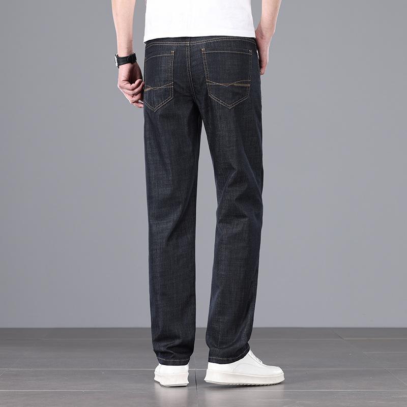 High-waist Loose Straight Jean Trousers Modal Stretch Denim Fabric Light Trousers