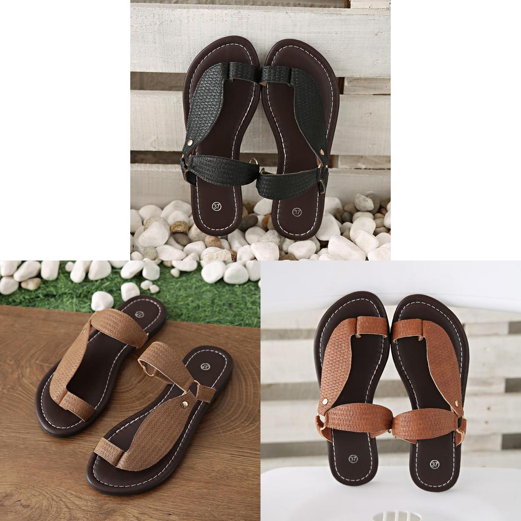 Summer Ladies Flat Slide Sandals With Pu Upper For Daily Wear