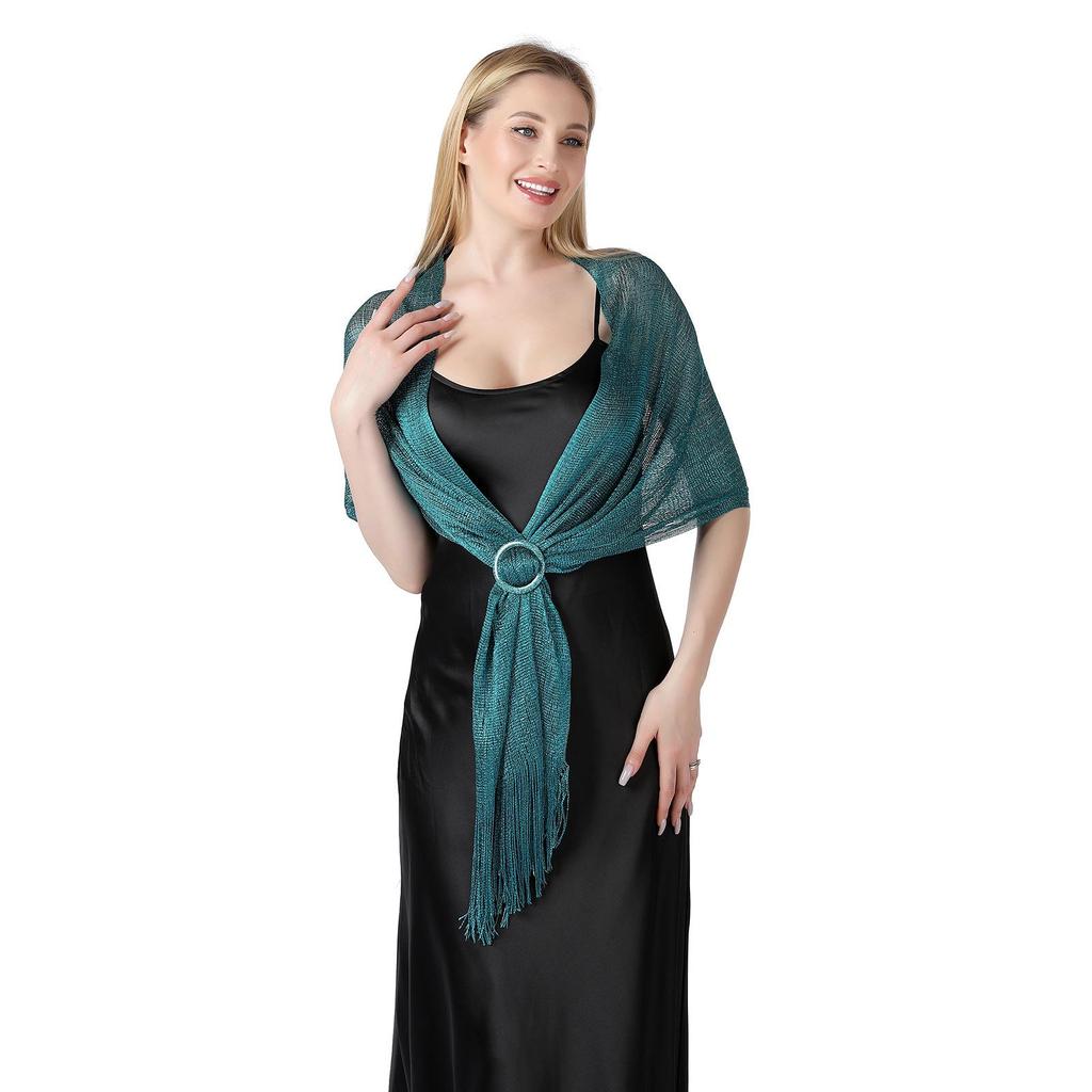 Gold- & Silberfaden-Schal: Braut-, Brautjungfern-, Abschlussball-, Partykleid-Accessoire mit Schnalle