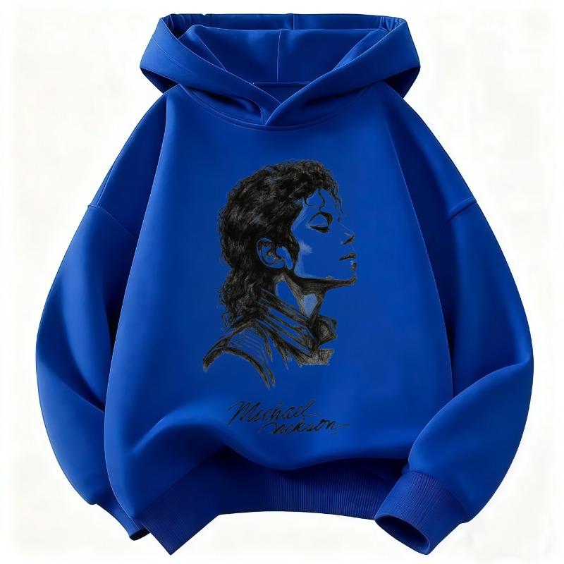 Felpa con cappuccio per bambini Michael Jackson Stampa retrò con lettere e figura Pullover per bambini Ragazzi Ragazze Casual Moda Vintage Felpa
