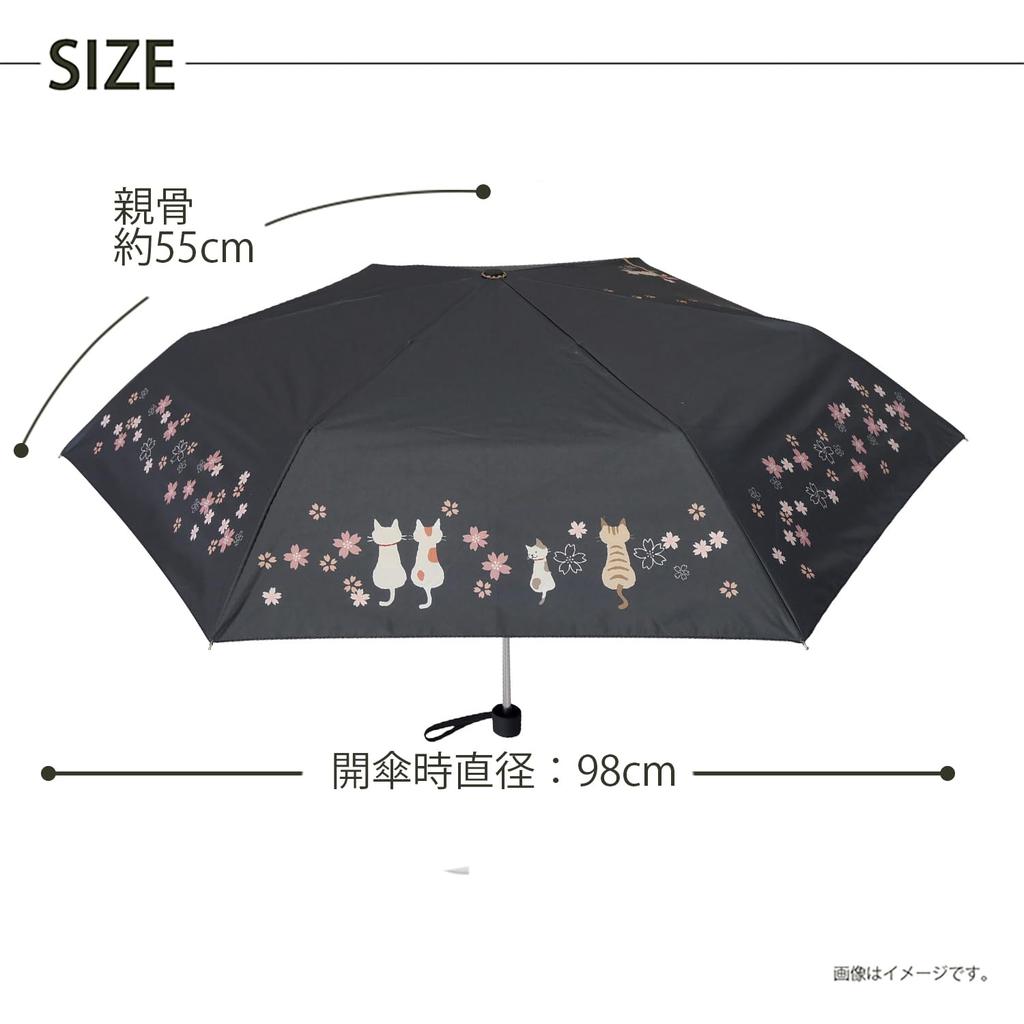 Santos Folding Umbrella for Sun and Sakura 55cm Ribs Cat-Covered Rain, Design, [JKO-491]