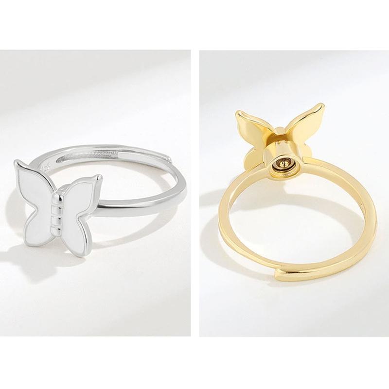 Fidget Spinner Rings for Women for Butterfly Rotating Spinning Anxiety Ring Adjustable Open Ring for Women Girlfriend Gi