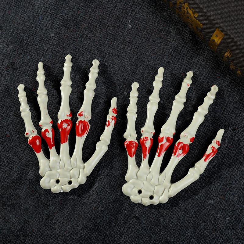 1pair Halloween Fake Skeleton Hands Bone Scary Human Hand Horror Props for Halloween Party Decoration Supplies Haunted House