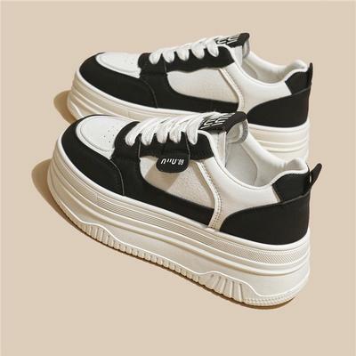 Leder kleine dicksohlige Muffin-Erhöhungsschuhe Damenschuhe Frühling und Sommer neue kleine weiße Schuhe lässige Sportschuhe