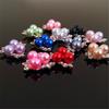 2015New 100Pcs 20mm Pearl Flower and Gold Leafs Rhinestone Flatback Embellishment Button for DIY Hair Accessories HZ256