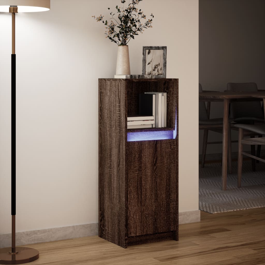 LED Sideboard Brown Oak Effect 38 x 34 x 100 cm Engineered Wood
