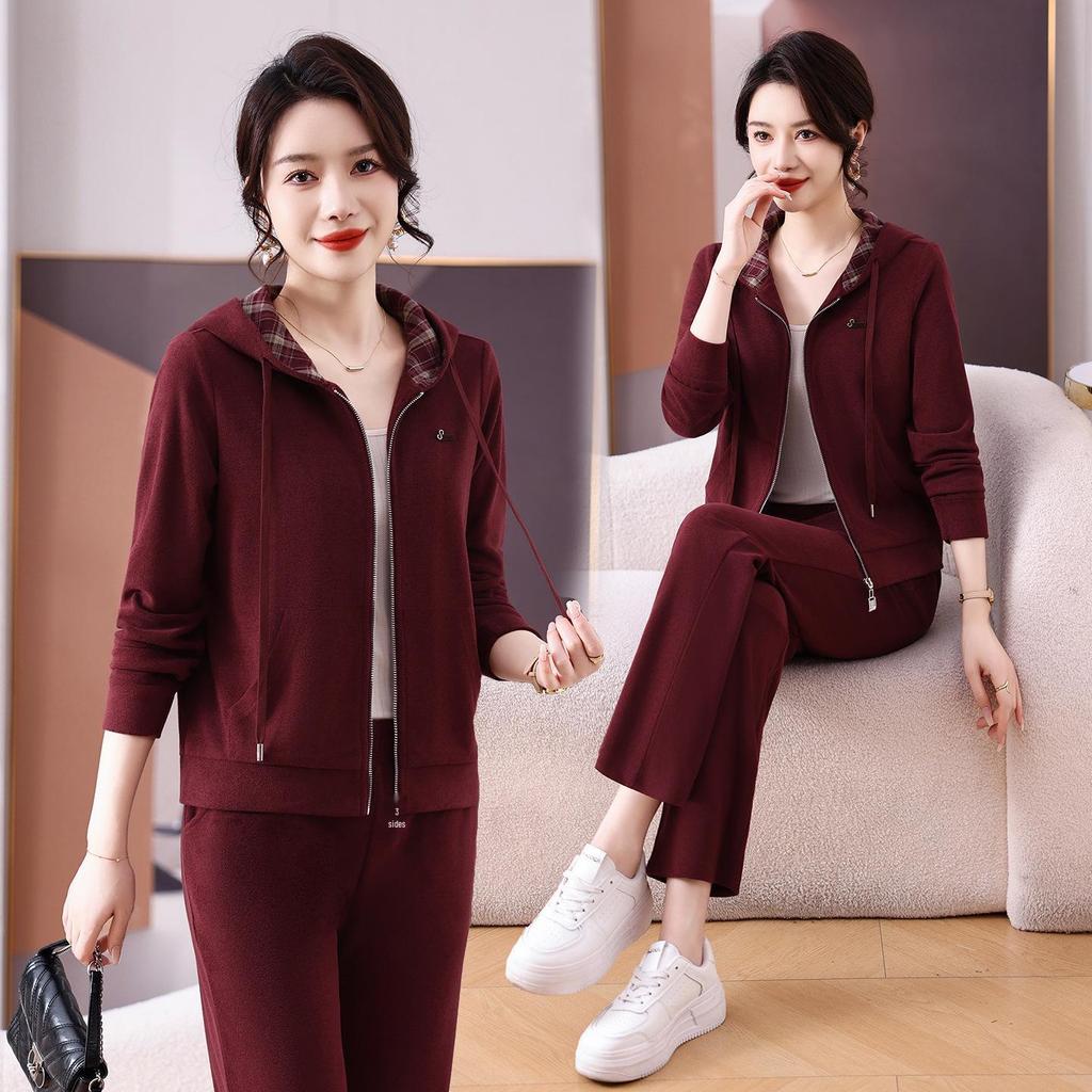 Women's Spring 2026 Casual Color-Block Hoodie & Sweatpants Set - Fashionable Two-Piece Sportswear