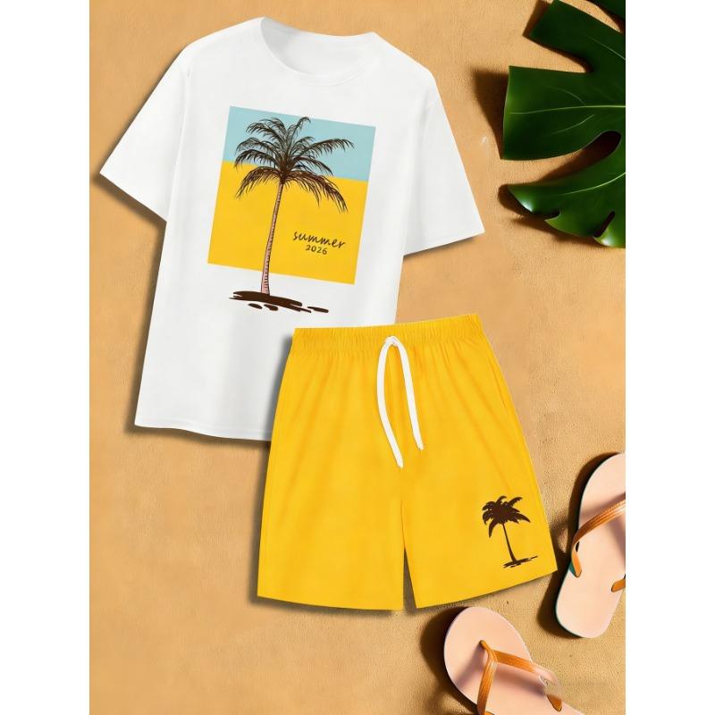 2026 New Summer Men s 3D Print T-Shirt And Shorts Set Loose Simple Fashion Sportswear Casual Two Piece Outfit For Adult Men S