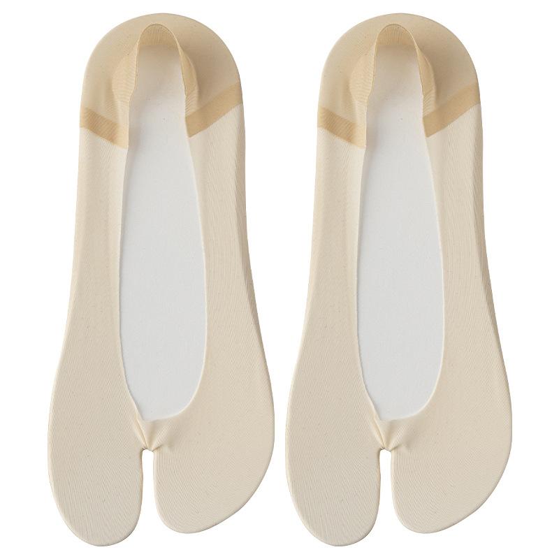 5 Perechi de Șosete Invizibile Subțiri de Primăvară și Vară pentru Femei, Antiderapante, cu Deodorant, Absorbante, din Bumbac Pur, cu Două Degete