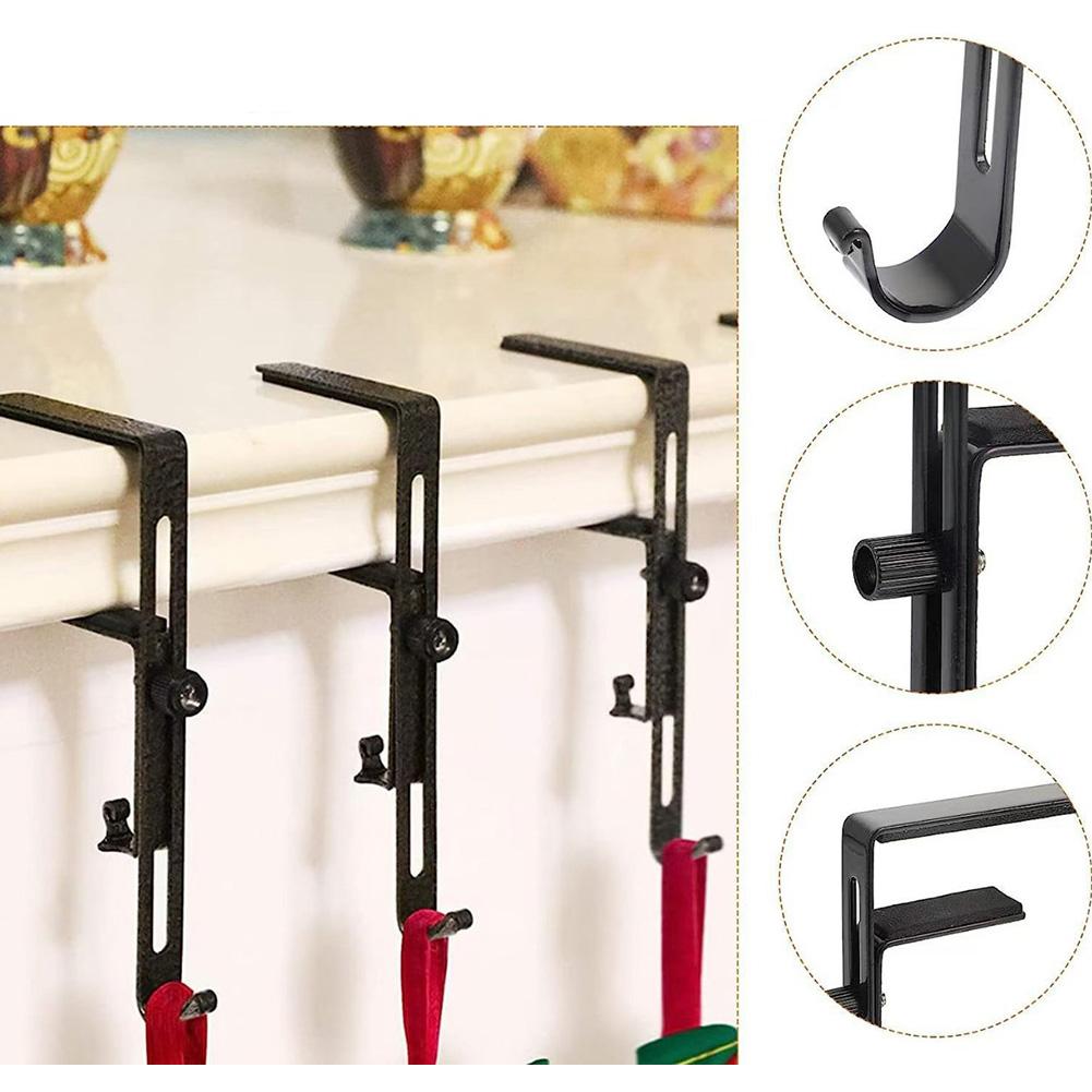 Metal Stocking Hooks Adjustable Design for Mantle Rust Resistant Screws Supports Christmas Stockings and Festive Decorations