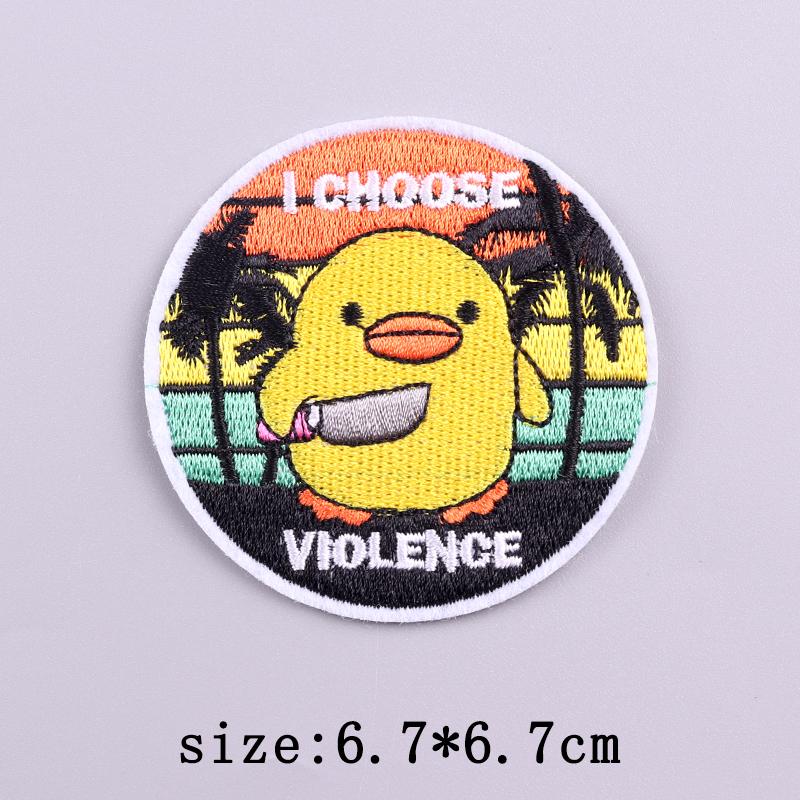 Little Yellow Duck Embroidery Patches For Clothing Hip Hop Animal Patch Iron On Patches On Clothes Fusible Patch Stickers Badges