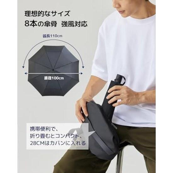 Konciwa Shape Memory Folding Umbrella Folds 3 Seconds 8 Ribs - 12 Wind-resistant Wide 100cm Lightweight 260g One-touch Automatic Open Close Suitable