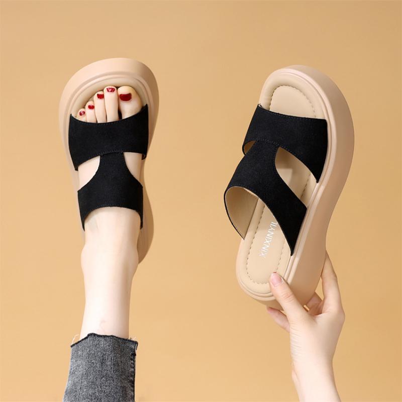 Women's Korean Style Platform Leopard Print Slide Sandals - Ultra-Soft Lightweight, All-Match & Non-Slip Beach Outerwear