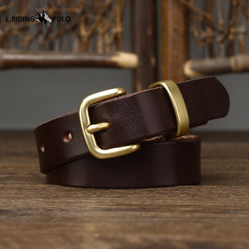 Washed Women's Thin Leather Belt Pure Cowhide Retro Fashion Versatile Casual Jeans Belt