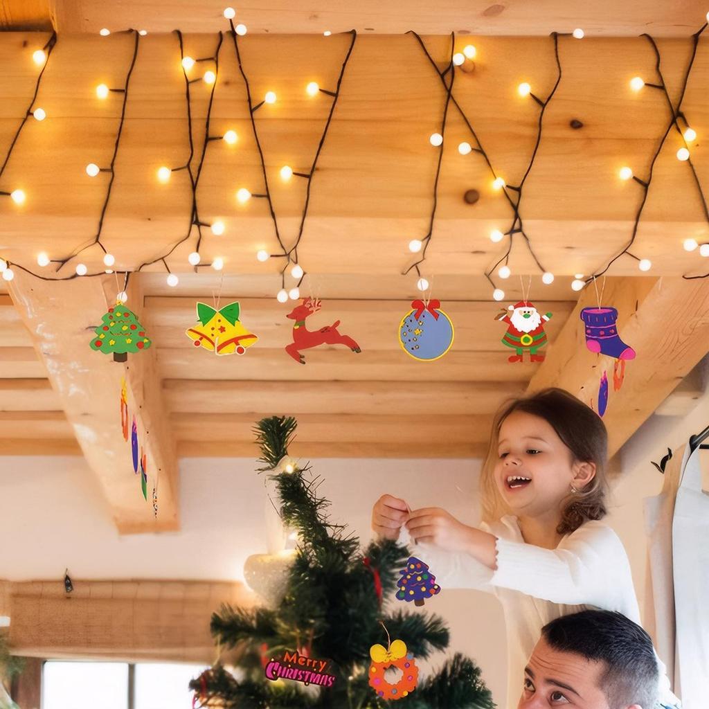 Unfinished Wooden Ornaments For Christmas Pendant Decoration Making Kit 60 Pieces Wooden Handcrafting Christmas Ornaments Making