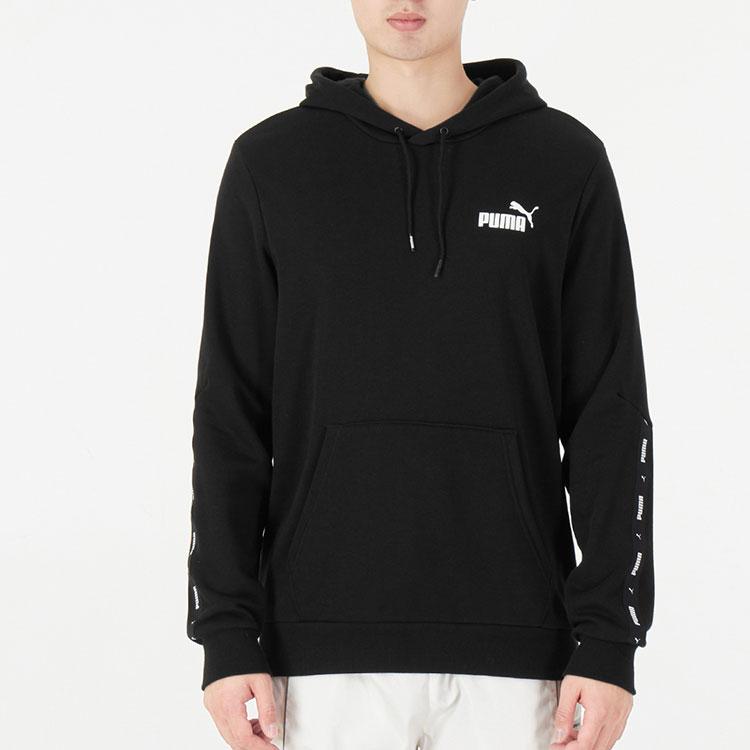 Puma Logo Hoodie Pullover Sweatshirt Men Tops Black 849590-01
