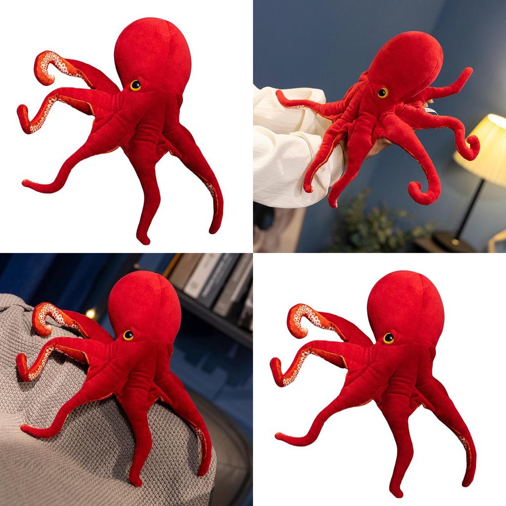 Red Octopus Plush Toy With Pp Cotton Filling Soft Kids Sleep Pillow For Children