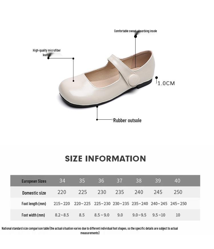 French-Japanese One-Strap Mary Jane Flats - Women's Round Toe, Soft Sole Slip-On Dolls Shoes, College Style.