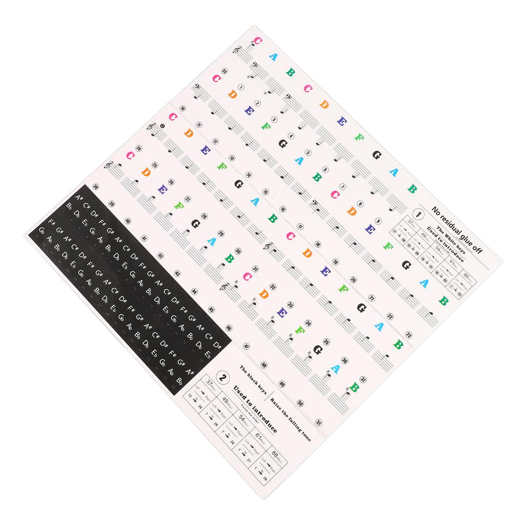 Piano Beginner Sticker Colorful Transparent Removable Large Letter Reusable Piano Keyboard Sticker