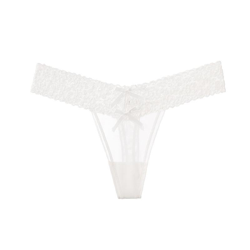 Lady Summer New Product Hollow Out Floral Lace Solid Color Low Waist Thong Underwear