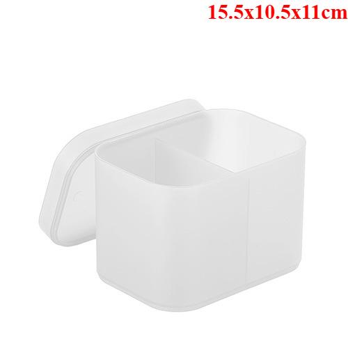 Lidded Frosted Plastic Cosmetic Organizer-Divided Desktop Storage Box for Masks,Makeup&Vanity Countertop,Multi-Purpose Organizer