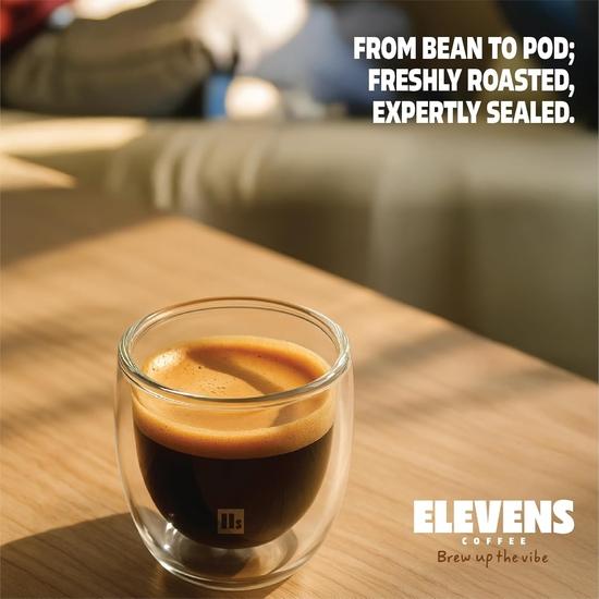ELEVENS COFFEE | Leaps & Bounds | Specialty Coffee Capsules | 100% Robusta | 11 Aluminium Coffee Pods (10 + 1) | Medium Dark Roast | Intensity 8