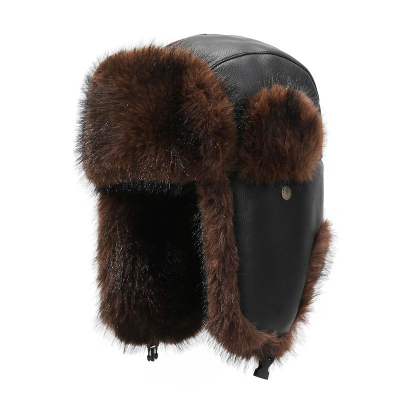 

Толстая ПУ Шапка-бомбер Мужская Уличная Ветрозащитная Морозостойкая Шапка Теплая Вельветовая Защищающая Уши Шапка для Верховой Езды кофейный