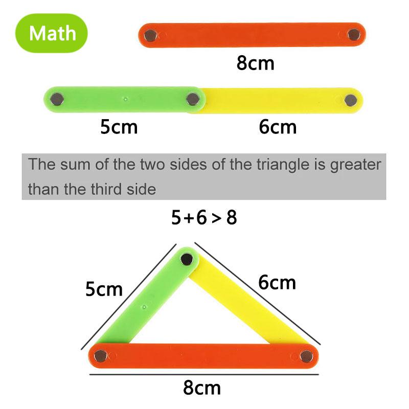 Montessori Magnetic Block Math Toys Plastic Magnetic Splicing Strip Polygon Learning Teaching Aids Educational Toys For Children
