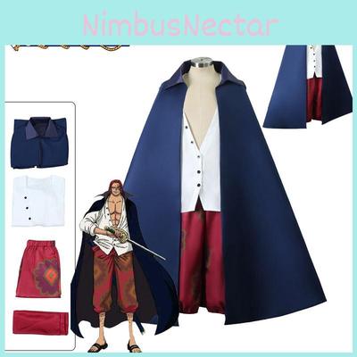 One Piece Shanks Cosplay Costume Cloak Outfit Xmas Carnival Role Play Kids Adult