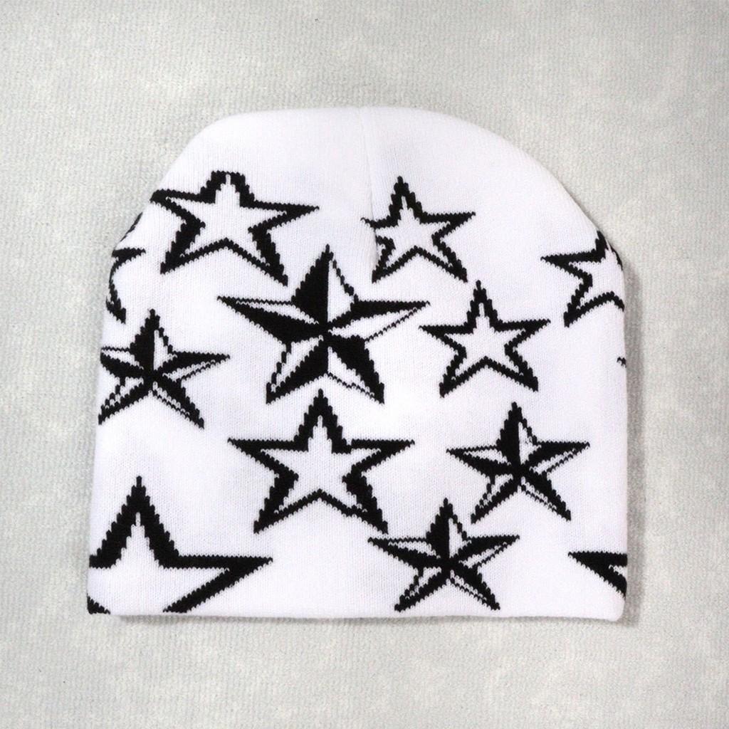 Y2k Style Star Design Knit Cap With Fluffy Fabric For Fall Street Fashion