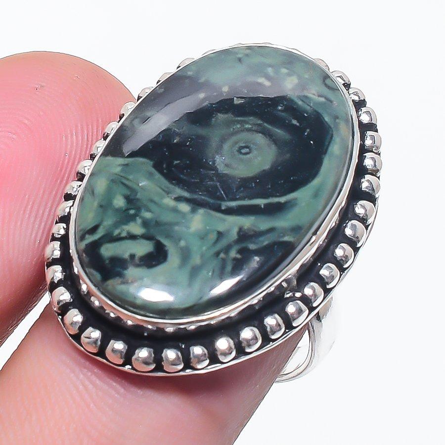 Natural Kambaba Jasper Gemstone 925 Sterling Silver Jewelry Ring Size 7 r4J65
