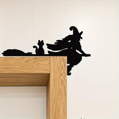 1 Set(2 Pcs) Halloween 3D Acrylic Mirror Stickers of a Witch Riding a Broom-Ideal for Switch and Door Decoration, Wall Stickers for Festive Atmosphere
