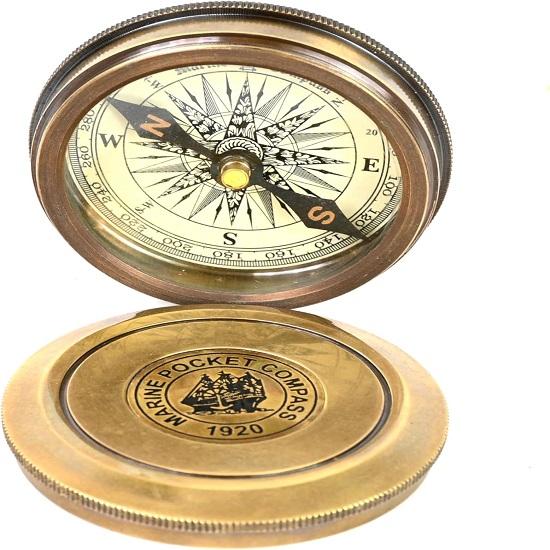 5.08 Cm  Compass Replica Brass Pocket Transit Compass - Robert Frost Poem
