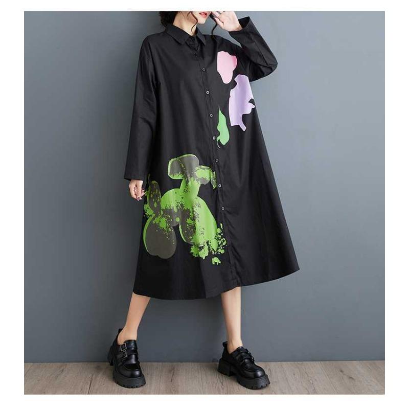 Plus Size Printed Splicing Casual Simple Sweetheart Long Sleeve Dresses