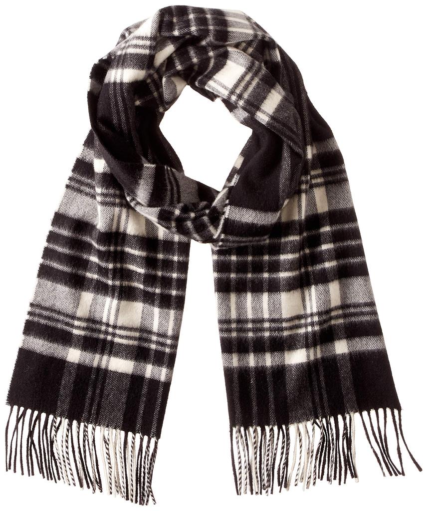 Johnstons Cashmere Scarf WA57 KU0079 Black White Stewart UK ONE Women's & (-) [Used]
