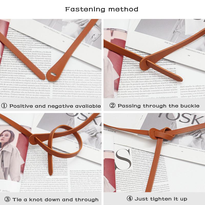 Women Thin Knotted PU Leather Belt Vintage Solid Color Long Skinny Waist Belts Female Lady Casual Coat Dress Decoration Straps