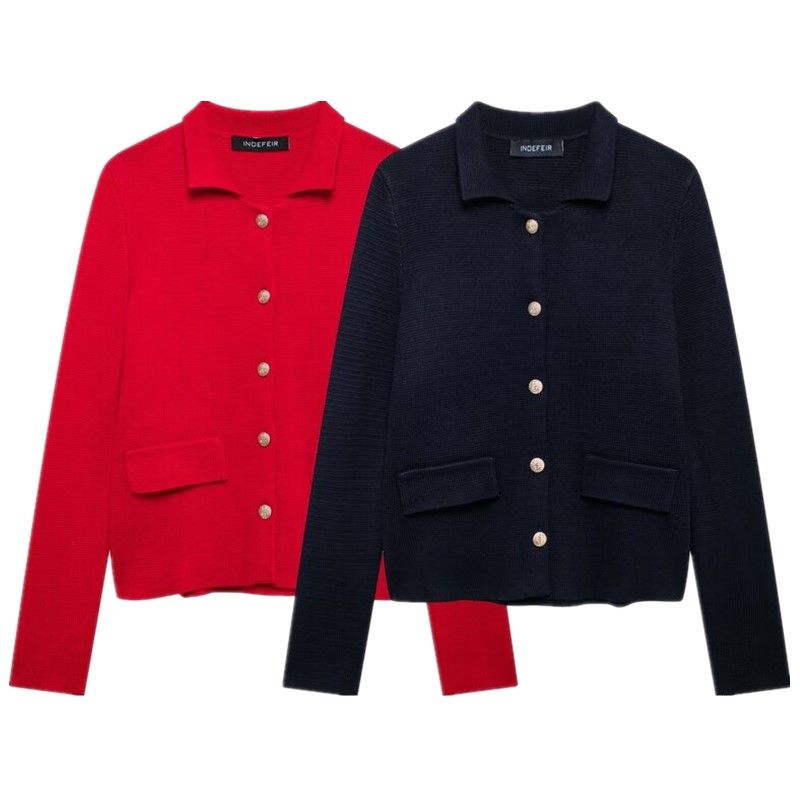 Fashion Style 2024 Autumn New Women's Clothing Casual Loose Easiest for Match Decorated Row Button Knitting Outwear 3471111