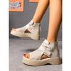 Women's Spring and Summer New Fish Mouth Cutout Boots Platform Wedge Sandals Back Zipper Waterproof Platform Sandals