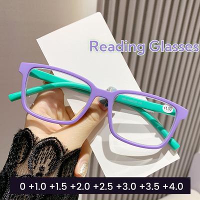 2024 Occhiali Colorati Anti Luce Blu per Presbiopia Trendy da Donna per Anziani Occhiali per Presbiopia Personalità Montature con Aste a Molla