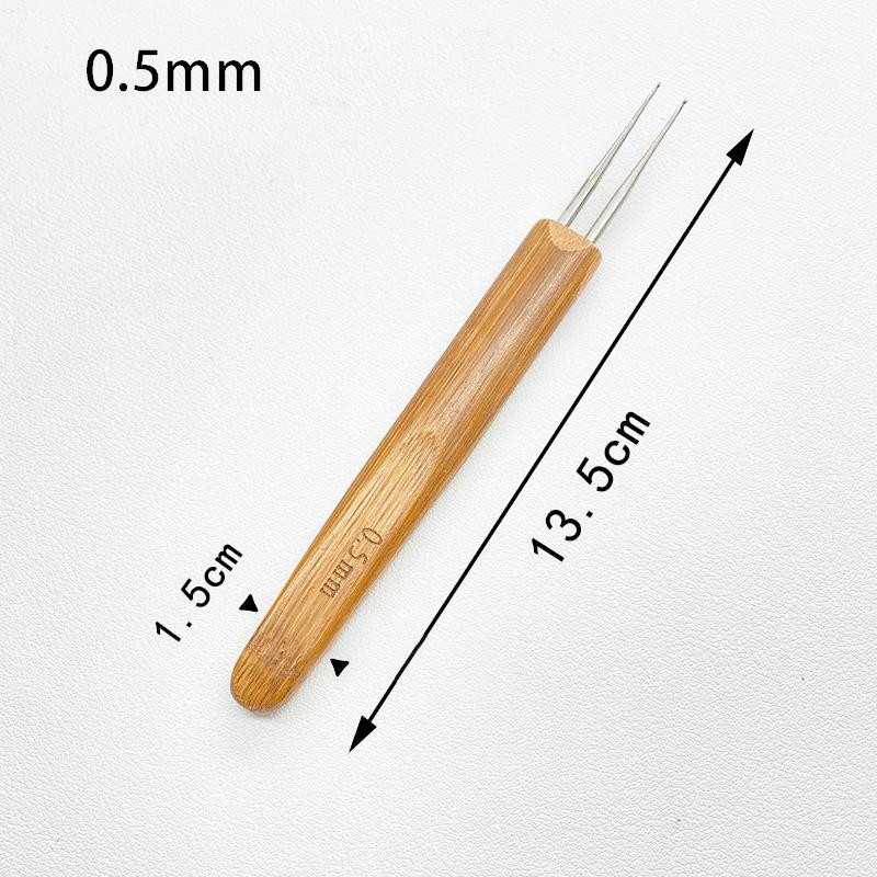 3Pcs 0.5/0.75Mm Wooden Hair Crochet Needle Dreadlocks Braids Hair Crochet Hook Single/Double/Three Head Hair Crocheting Needles