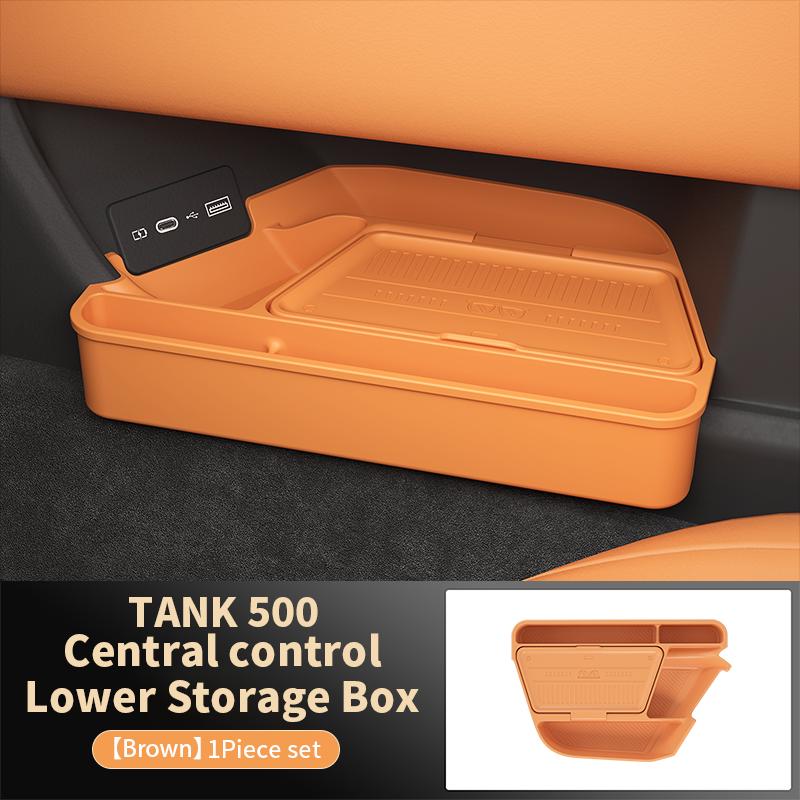 For TANK 500 2025 2026 Central Control Storage Box, Double Layer Waterproof Anti-Slip Car Organizer with Privacy Cover