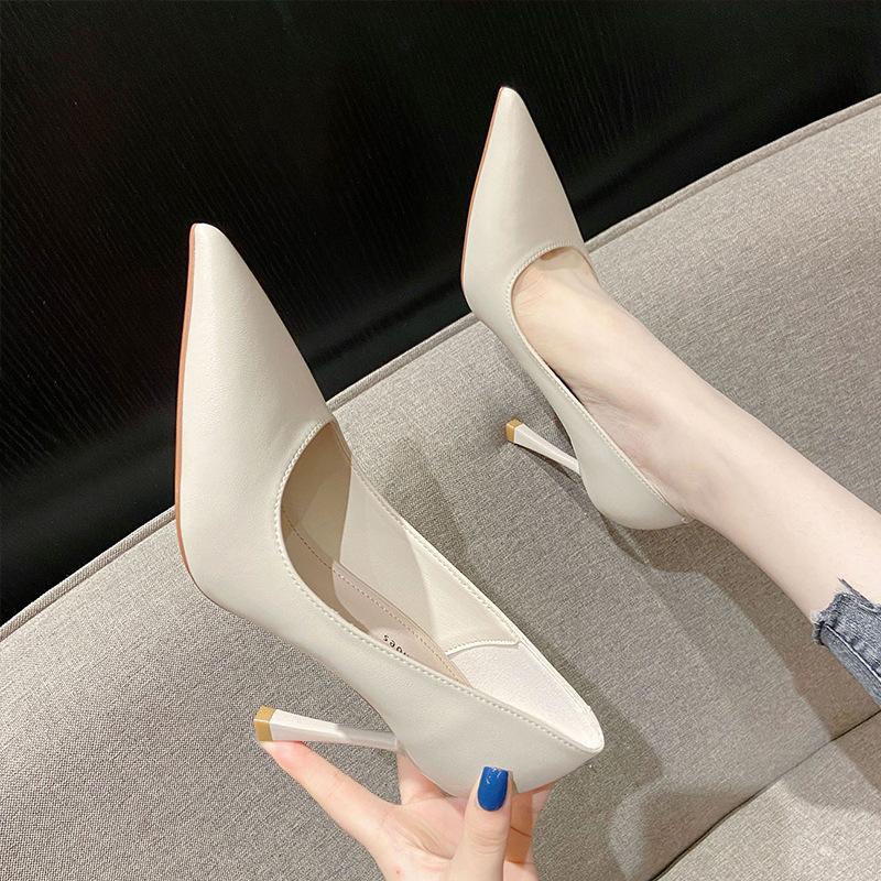 

SX988-3 Customized professional commuter lo high heels pointed thin heels single shoes Huidong soft leather temperament women s shoes 40