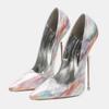 Women Sexy Metal High Thin Heel Shoes Pointed Toe Pumps for Nightclub Evening Party Banquet Cross Dressing Host Model Catwalk